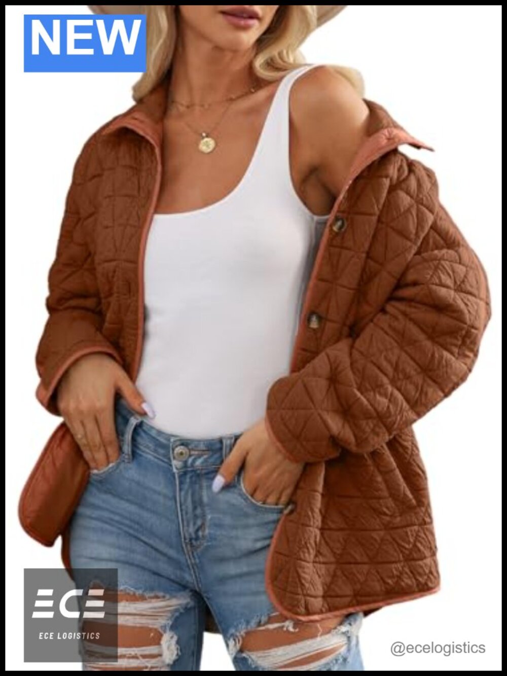 Lightweight Diamond Quilted Button Down Jacket